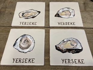 Handbeschilderde Oester tegeltjes